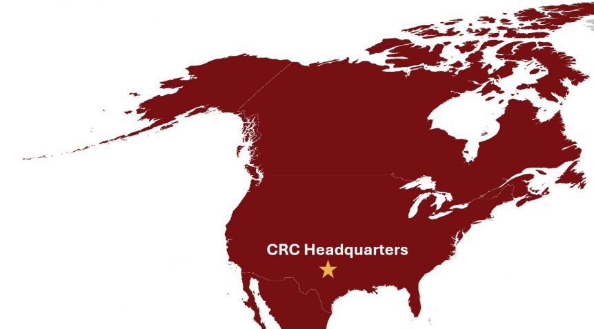 Map of CRC's worldwide presence across the Americas, Europe, Africa, the Middle East, and the Indo-Pacific